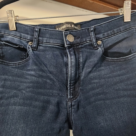Express Blue Skinny Jeans with Distressed Detail - Picture 3 of 4